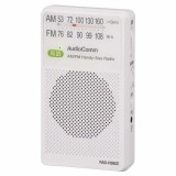 AM FMハンディサイズラジオ ワイドFM 口径57mmスピーカー 単3形×2本使用 片耳モノラルイヤホン付 ホワイト  OHM RAD-H580Z