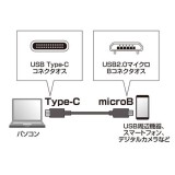 【代引不可】PC・タブレット・スマホ用 USB2.0 Type-C-microB ケーブル 1.0m データ転送 耐振動 耐衝撃性 ブラック サンワサプライ KU-CMCBP310