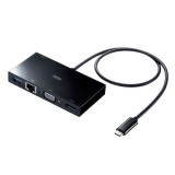 【代引不可】USB Type-C モバイルドッキングステーション USB3.2 Gen1/LAN/HDMI/VGA ケーブル長50cm LANアダプタ付 サンワサプライ USB-3TCH30BK