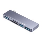 【即納】【代引不可】USB Type-Cハブ（カードリーダー付き） 直付け スリムタイプ PC パソコン モバイル 携帯 周辺機器 サンワサプライ USB-3TCHC18GY
