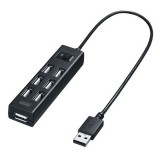 【代引不可】USB2.0ハブ 7ポート ACアダプタ付 USB2.0/ 1.1対応 セルフパワー・バスパワー両対応 コンパクト ブラック サンワサプライ USB-2H702BKN
