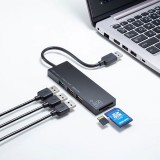 【即納】【代引不可】USB3.1+2.0コンボハブ カードリーダー付 SD/microSDスロット USBハブ USB3.2/3.1/3.0対応 バスパワー対応 コンパクト ブラック サンワサプライ USB-3HC316BKN