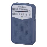 ポケットラジオ クリアな音質 2WAY出力 モノラル受信 ワイドFM 片耳イヤホン付属 単4形×2本使用 ブルー AudioComm RAD-P133N-A