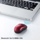 【即納】【代引不可】Bluetooth3.0 ブルーLEDマウス レッド 超小型で持ち運びに便利なBluetooth3.0マウス サンワサプライ MA-BTBL27R
