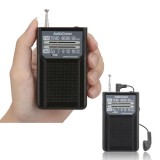 ポケットラジオ アナログPVC内蔵で電池長持ち154時間 2WAY出力 モノラル受信 ワイドFM 片耳イヤホン付属 単4形×2本使用 ブラック AudioComm RAD-P136N-K