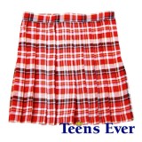【即納】TEENS EVER 11SS チェックスカート(赤ピンク）Mサイズ スクールスカート 制服スカート プリーツ 女子 レディース 高校生 中学生 学校 4560320832782