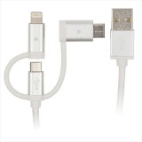3in1 USB充電ケーブル 15cm USBケーブル 充電 データ転送 iPhone iPad iPod MFi認証 持ち運び 便利 シルバー グリーンハウス GH-ALTBCA15-SV