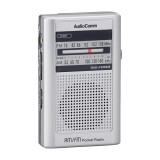 ラジオ ポケットラジオ598 イヤホン巻取り AM FM ワイドFM 補完放送対応 両耳イヤホン付属  AudioComm RAD-F598M