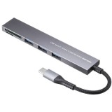 【即納】【代引不可】USB 5Gbps 3ポート スリム ハブ（カードリーダー付き） サンワサプライ USB-3TCHC20MS