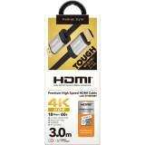 PREMIUM HDMI メッシュケーブル 3.0m ブラック プレミアムハイスピード HDR 対応 BT.2020 対応 イーサネット対応 フルHD対応 4K2K対応 PGA PG-HDME30M