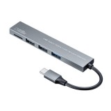 【即納】【代引不可】USBハブ Type-C 3ポート コンボスリムハブ microSDカードリーダー付 コンパクト 持ち運び 便利 高級感 アルミボディ サンワサプライ USB-3TCHC19S