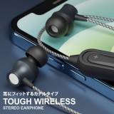 Bluetooth 5.0搭載 ワイヤレスステレオイヤホン タフケーブル カナル型 防汗 防水 音楽 通話 PGA PG-BTE12CE1