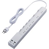 【即納】【代引不可】USBタップ USB Type-C×2(最大45W) USB-A×2(最大12W) 最大出力45W AC差込口×6 個別スイッチ 2.5m ホワイト エレコム ECT-24625WH