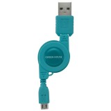 【アウトレット（保証なし）】スマートフォン用巻き取り式microUSB充電ケーブル（USB Aタイプ - microUSB） ブルー グリーンハウス GH-UCRMB-BL