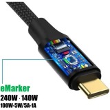 USB Type-Cケーブル 240W/40Gbps/8K出力対応 PowerDelivery 240W eMarker搭載 USB4 Gen3 40Gbps 8K/60Hz 出力対応 100cm ADTEC APC-V124CC-PD31U4G3