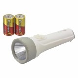 乾電池付LEDライト 110lm 単1形×2本付属 連続使用135時間 蓄光スイッチ  OHM LHP-1211C7