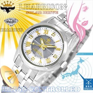 ジョンハリソン 腕時計 ウォッチ 4石天然ダイヤモンド付 ソーラー電波 高級 ブランド レディース J.HARRISON JH-082LGW