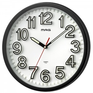 掛け時計 掛時計 ウォールクロック アナログ 直径29cm 連続秒針 立体文字 MAG プレスプル ノア精密 W-728 BK-Z
