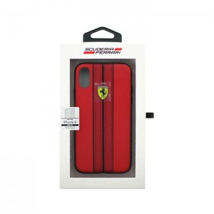 iPhone X ハード ケース フェラーリ Ferrari 公式ライセンス商品 PU leather Hard case ON TRACK LOGO レッド エアージェイ FESURHCPXREB