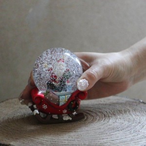クリスマス スノードーム そりサンタ 直径70mm ガラス製 インテリア 小物 置物 SPICE OF LIFE QJXT3050