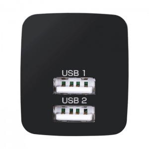 【即納】【代引不可】USB充電器 2ポート・合計2.4A・ブラック  コンパクト キューブ型USB2ポート充電器 スマホ・タブレット 周辺機器 サンワサプライ ACA-IP44BK