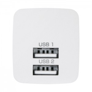 【即納】【代引不可】USB充電器（2ポート・合計2.4A・ホワイト） コンパクト キューブ型USB2ポート充電器 スマホ・タブレット 周辺機器 サンワサプライ ACA-IP44W