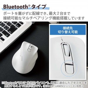 【代引不可】静音 Bluetooth マウス ワイヤレスマウス ホワイト 5ボタン Mサイズ 無線 右手専用 抗菌 EX-G エレコム M-XGM30BBSKWH