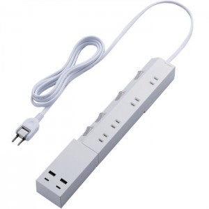 【即納】【代引不可】USBタップ USB Type-C×2(最大45W) USB-A×2(最大12W) 最大出力45W AC差込口×4 個別スイッチ 2.5m ホワイト エレコム ECT-24425WH