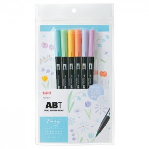 デュアルブラッシュペン ABT 6色セット ファンシー 筆ペン 細ペン ツインタイプ グラフィックマーカー アートペン トンボ鉛筆 AB-T6CFN