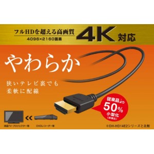 【即納】【代引不可】HDMIケーブル イーサネット 対応 HIGH SPEED やわらか 1.5m ブラック エレコム DH-HD14EY15BK