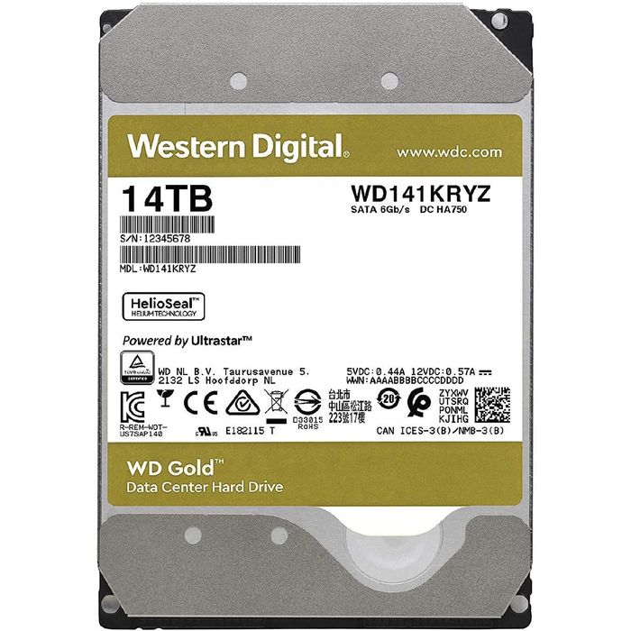 【沖縄・離島配送不可】ハードディスク 内蔵HDD 14TB WD Gold エンタープライズ 3.5インチ Western Digital WDC-WD141KRYZ-R