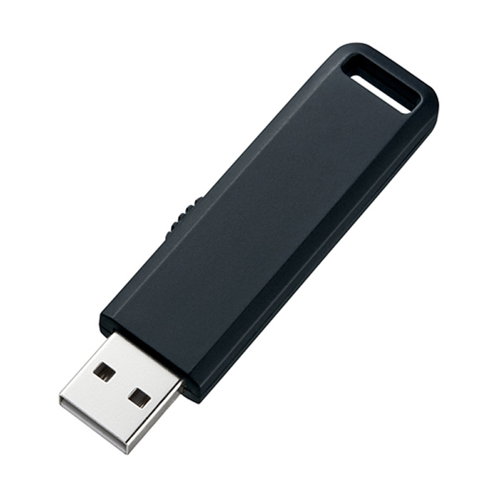 【代引不可】キャップがいらないスライド式USBメモリ USB2.0 メモリ（8GB・ブラック） サンワサプライ UFD-SL8GBKN