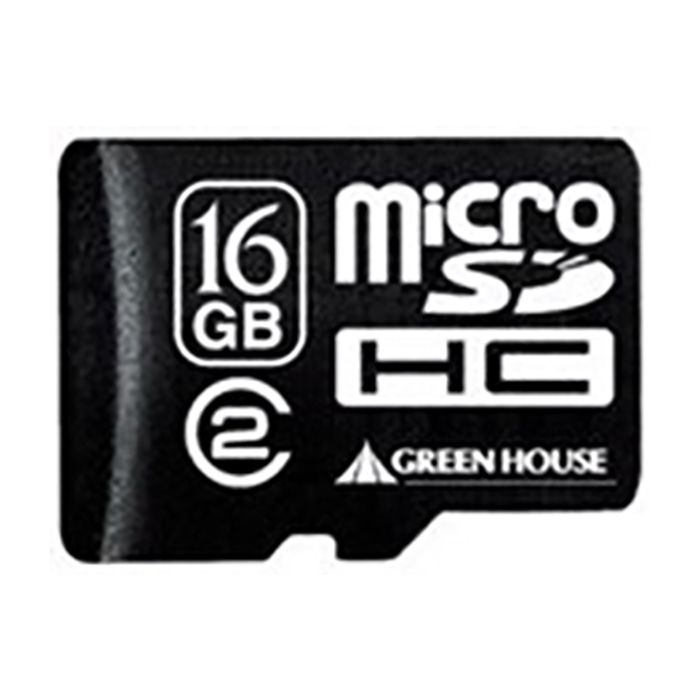 microSDHCカード アダプタ付属 16GB クラス2 メモリーカード コンパクト 便利 グリーンハウス GH-SDMRHC16G2