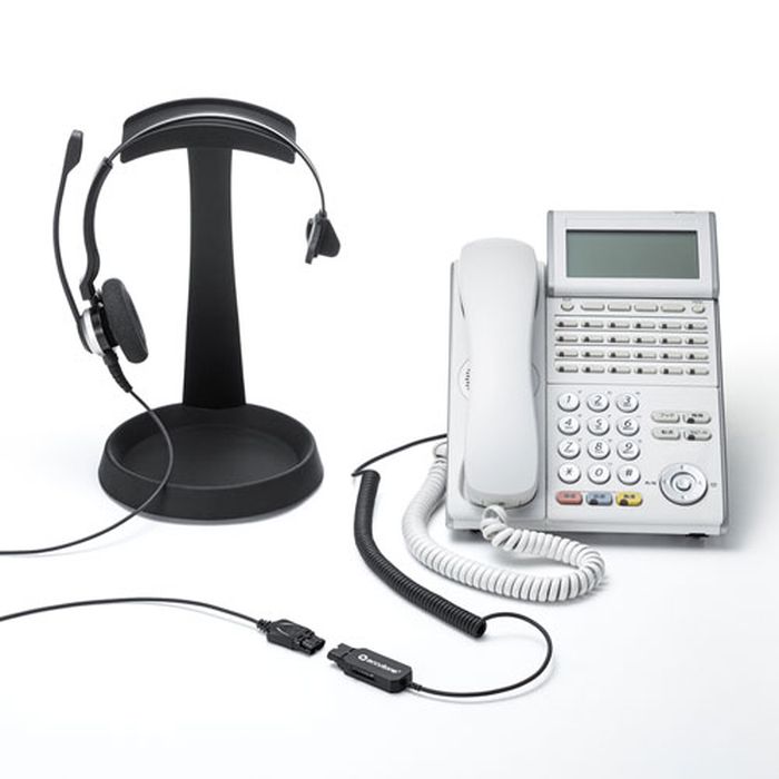 電話用ヘッドセット 片耳タイプ 受話器端子(RJ-9)接続 クイックディスコネクタ採用 結線切換スイッチ付 コールセンター サンワサプライ