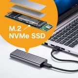 【即納】【代引不可】M.2 PCIe/NVMe SSDケース USB 3.2 Gen2 10Gbps 超高速転送 コンバーター 工具付 シルバー サンワサプライ USB-CVNVM1