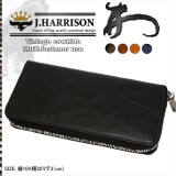 ジョンハリソン 長財布 メンズ 牛革 ビンテージ感 ラウンドファスナー付 大容量 高級 ブランド ブラック J.HARRISON JWT-018BK