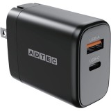 USB充電器 PowerDelivery対応 PD充電器 65W 2ポート USB-C+USB-A PD3.0 GaN (窒化ガリウム) 採用 ブラック ADTEC APD-V065AC-BK