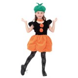 HW パンプキンドール キッズ 140 かぼちゃ ワンピース ハロウィン コスプレ コスチューム 衣装 仮装 変装 クリアストーン 4560320880707