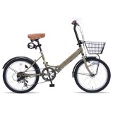 【北海道・四国・九州・沖縄・離島配送不可】【代引不可】折畳自転車20インチ モカブラウン LEDオートライト 6段ギア SHIMANO6段変速付 折りたたみ自転車  MYPALLAS MF207-MO