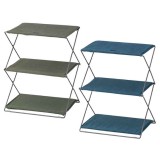 【北海道・沖縄・離島配送不可】【代引不可】フォールディングシェルフ 2段 スチール×ファブリック 折りたたみ アウトドア キャンプ 東谷 MIP-93