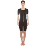 フィットネス補正水着 半袖タイプ L～LLサイズ 帽子付 美補正 シェイプアップ レディース 水着 スイムウェア ライン グローバルジャパン