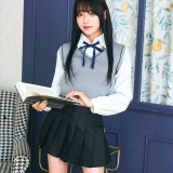 オルチャンセーラー ニットベスト グレー×ブラック コスチューム 衣装 仮装 変装 クリアストーン 4560320911302