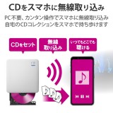 【代引不可】スマホ タブレット用 外付CDドライブ Wi-Fi ワイヤレス ホワイト ロジテック LDR-SM2WURWH