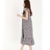 ワンピース チェック クロミ フリルワンピース レディースサイズ サンリオ 半袖 寝巻 パジャマ 部屋着 ルームウエア サザック SAN-1484