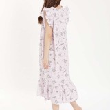 ワンピース チェック クロミ フリルワンピース レディースサイズ サンリオ 半袖 寝巻 パジャマ 部屋着 ルームウエア サザック SAN-1484