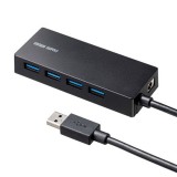 【代引不可】USBハブ HDD接続対応 USB3.2 Gen1 4ポートハブ セルフパワー/バスパワー両対応 ACアダプタ付属 コンパクト ブラック サンワサプライ USB-3HTV433BK
