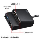 【即納】【代引不可】USBハブ USB3.2Gen1×1ポート＋USB2.0×3ポート コンボハブ バスパワータイプ コンパクト 便利 ブラック サンワサプライ USB-3H413BKN