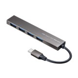 【即納】【代引不可】USBハブ USB Type-C 4ポートスリムハブ バスパワータイプ 超スリム 高級感 アルミボディ コンパクト 便利 シルバー サンワサプライ USB-3TCH25SN
