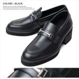 ローファー ヒールビットローファー メンズサイズ 紳士靴 シューズ 靴 6cmヒール高 glabella glbt-258-*-BK