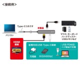 【即納】【代引不可】USB Type-Cマルチ変換アダプタ HDMI＋LAN付 ケーブル1m アルミ素材 変換アダプタ 持ち運び サンワサプライ USB-3TCHLP7S-1